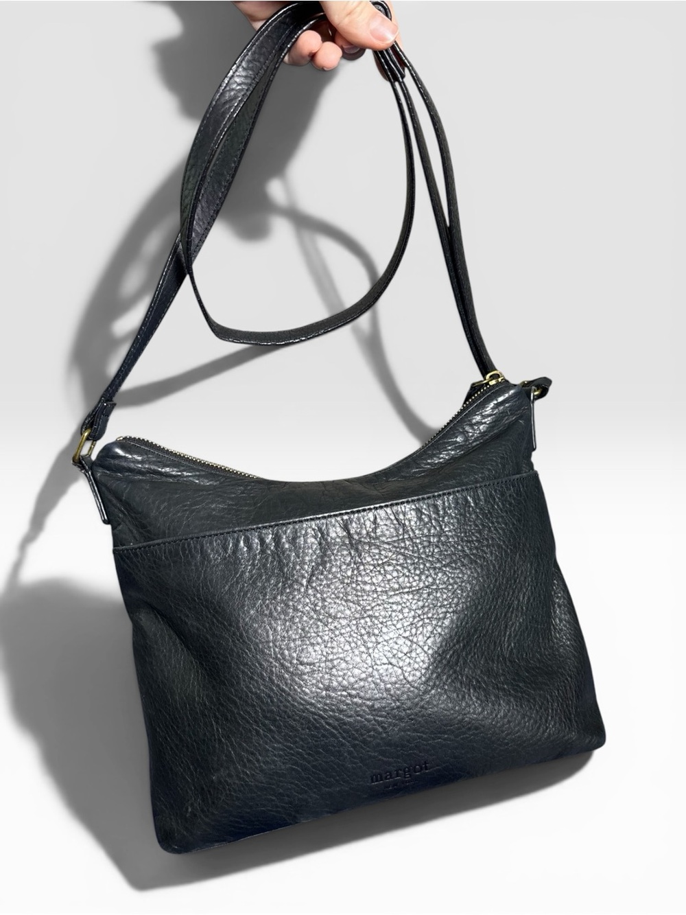 Margot Black Leather Crossbody Bag Adjustable Strap